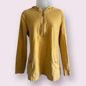 Tommy Hilfiger Yellow Hooded Pullover Half Zip Lightweight Top Size L
